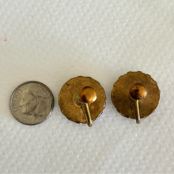 Limoges Porcelain Portrait Earrings Lady In Blue Scalloped Gold Edge Screw Back - Picture 7 of 7